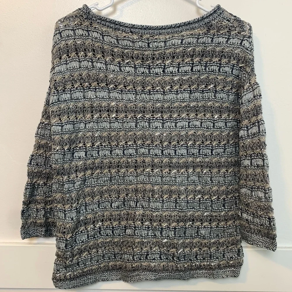 Lucky Brand Gray & Silver Marissa Quarter Sleeve Sweater